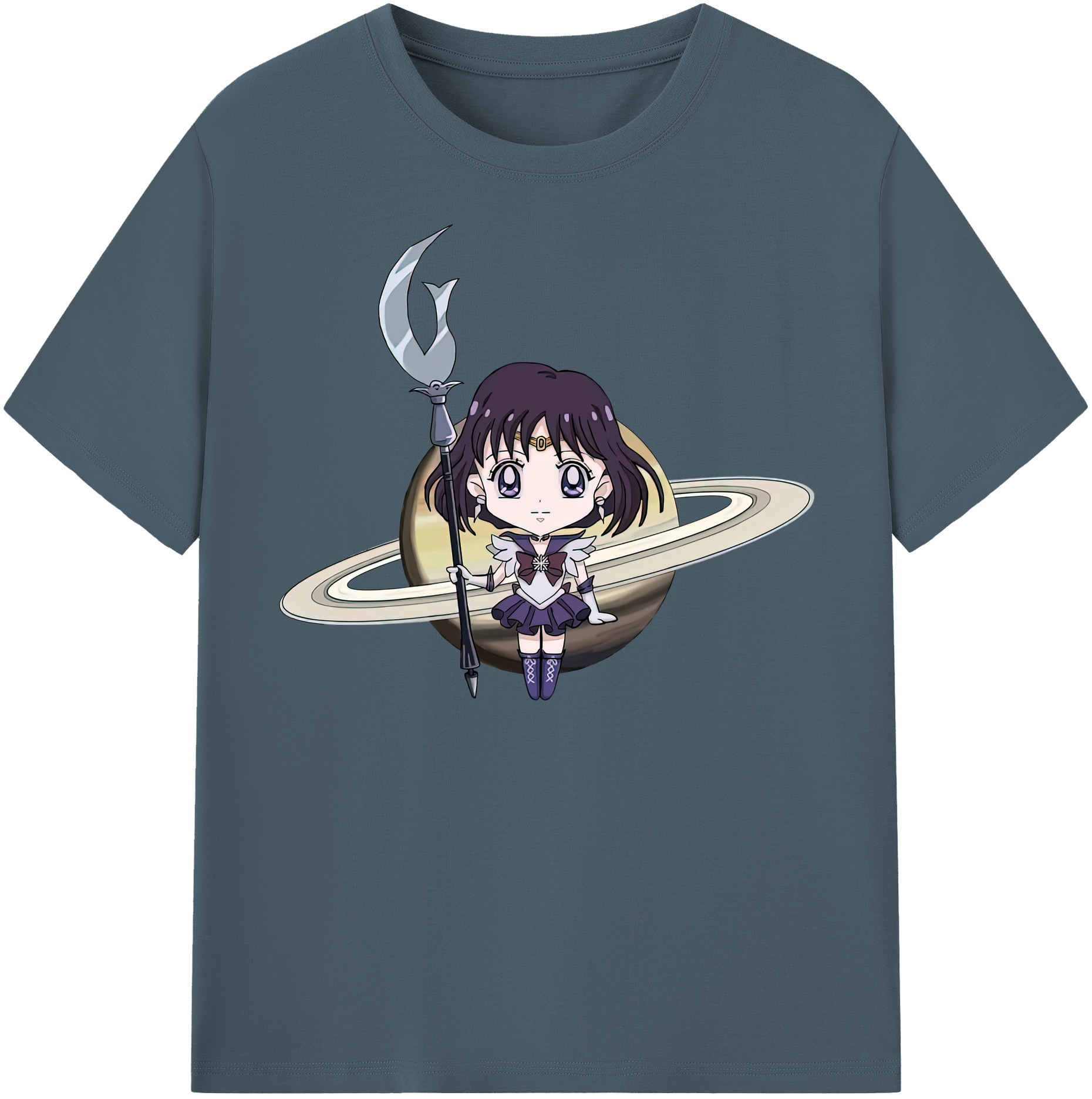（画像用） 美少女戦士セーラームーン 土萠ほたる Sailor Moon Tomoe Hotaru （セーラーサターン；Sailor Saturn） 綿100％半袖Tシャツ（フロントプリント）